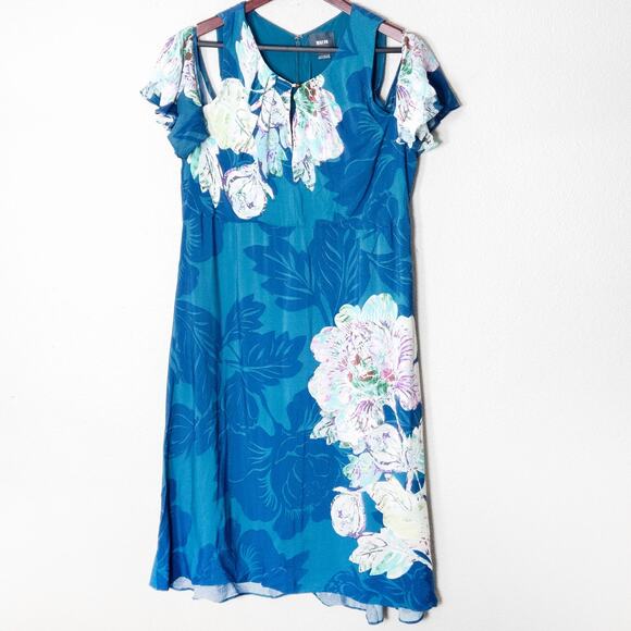 Maeve Dresses & Skirts - Maeve Floral Midi Dress Size 16 Teal Mod Getaway Botanical Maximalist
